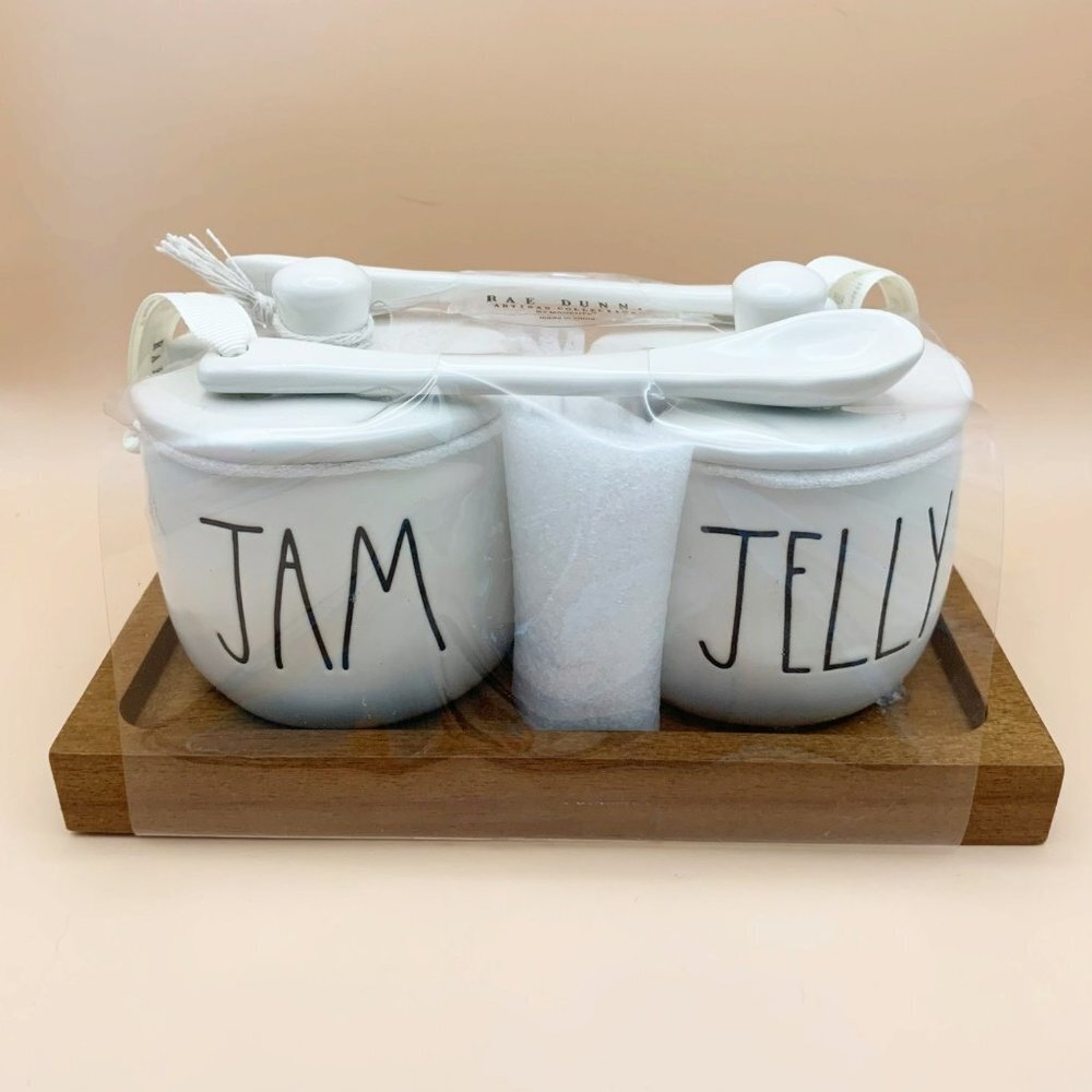 Rae Dunn Jam & Jelly Jar Set New